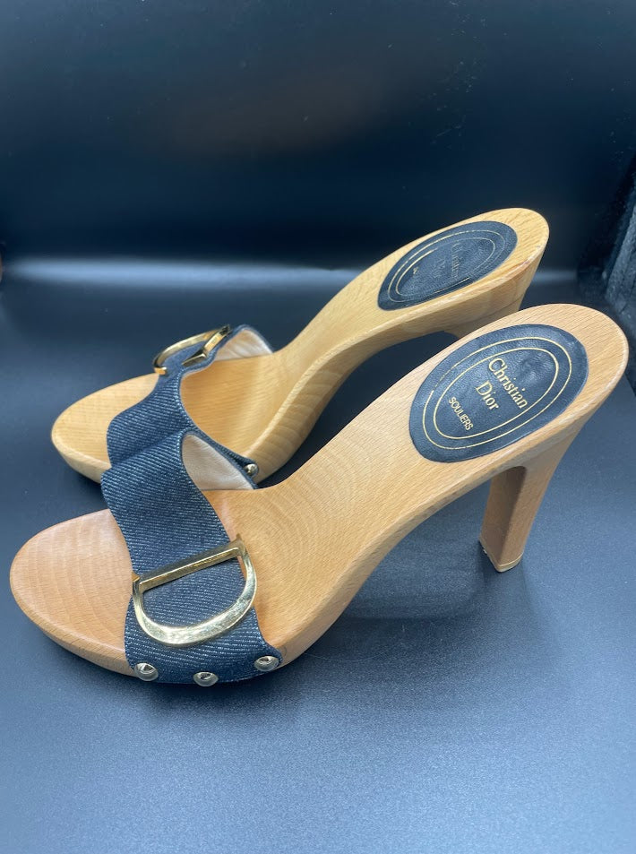 Dior Denim Heeled Mule Size